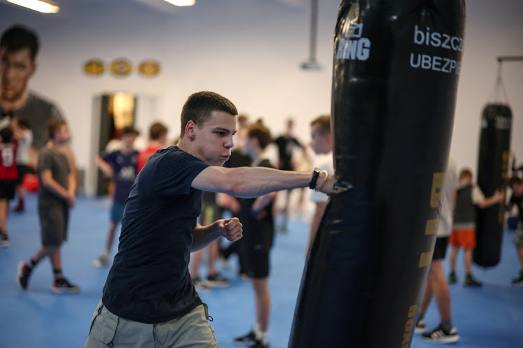 Andrii Nonka, 15, from Kharkiv, trains during a boxing class in Gdansk, Poland, on February 15 2024. Picture: REUTERS/KACPER PEMPEL