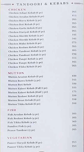 Arsalan menu 