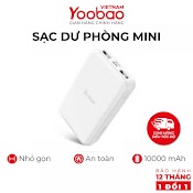 [Chính Hãng - Bh 12 Tháng] Sạc Dự Phòng Mini 10000Mah Yoobao P10W Sạc Nhanh Nhiều Thiết Bị - Nhỏ Gọn, Tiện Lợi