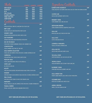 Gola Sizzlers menu 