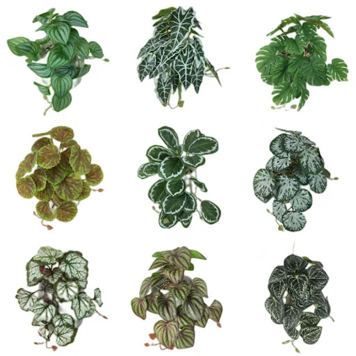 Artificial Terrarium Plant for Reptile Amphibian for Tank Pet Habitat Decorations Lifelike Tropical Leaves Plastic Leaf 