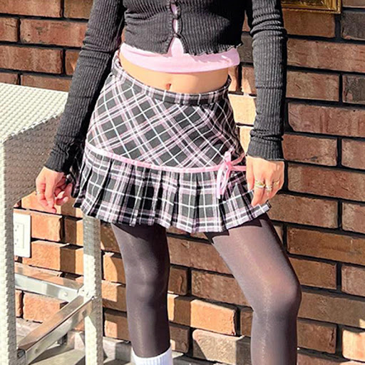 Title 9, Womens Low Waist Plaid Retro Pleated Skirt Sty...