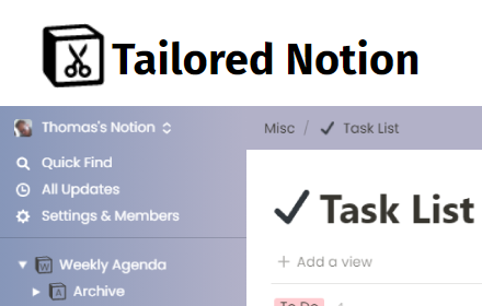 Tailored Notion chrome extension