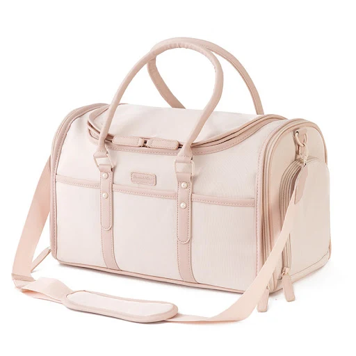 Luxury Pet Carrier Bag For Small Dogs Nude Pink Portable Foldable Dog Travel Tote Bag Breathable Anti-Scratch Oxofrd Pet