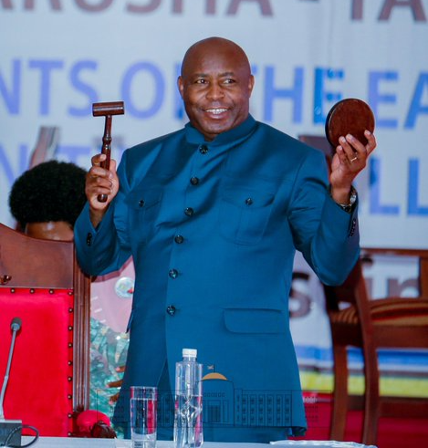 A picture of Evariste Ndayishimiye, Burundi president in a past official meeting.