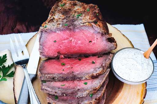 Simple Roast Beef With Horseradish Cream Sauce on the side.