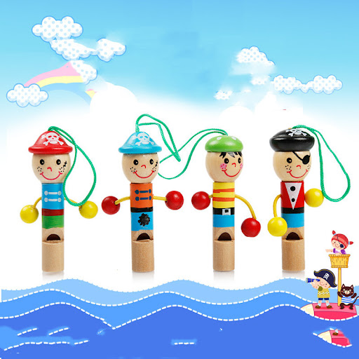 Title 5, Wooden Cute Pirate Whistle Hangable Keychain Ca...