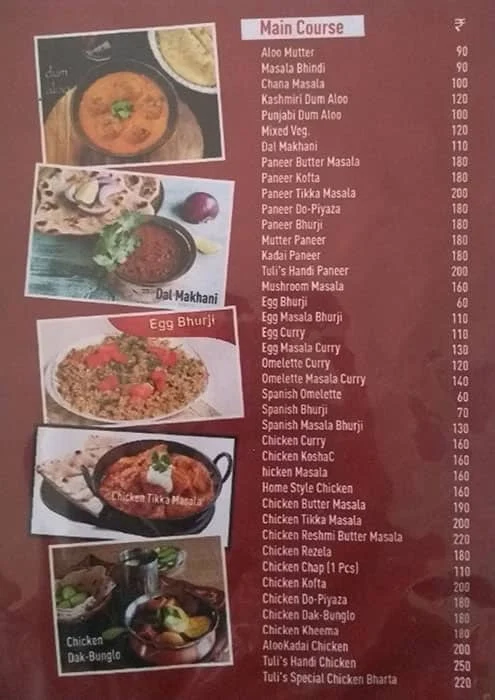 Tuli's Royal Bengal menu 