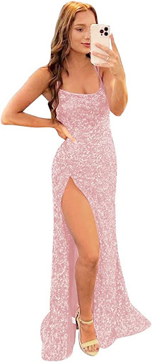 Title 4, Long Ground Sequin Split Evening Dress Dazzling...