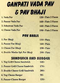 Ganpati Vada Pav And Pav Bhaji menu 1