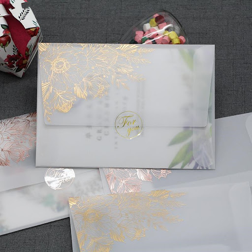 Title 6, Sulfuric Acid Paper Invitation Card with Bronze...