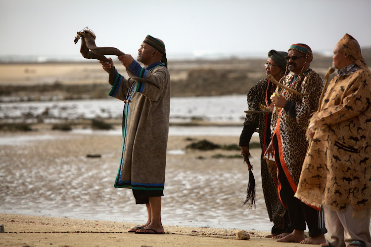 Nelson Mandela Bay First Nation chiefs participate in a 2017 cleansing ceremony at the Cape Recife traditional fish trap