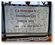 Members of the Endurance22 expedition signed this board to mark their success.