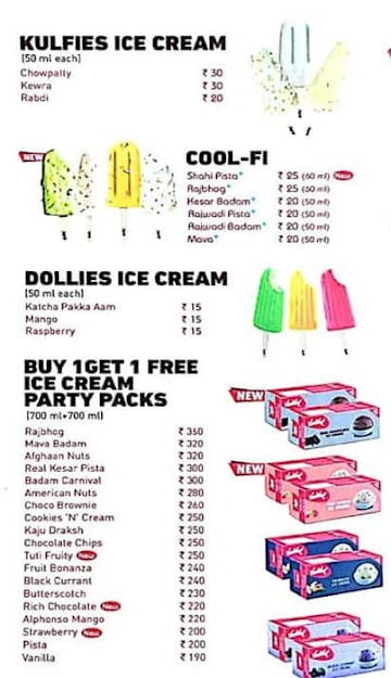 Vadilal - Scoop Shop menu 