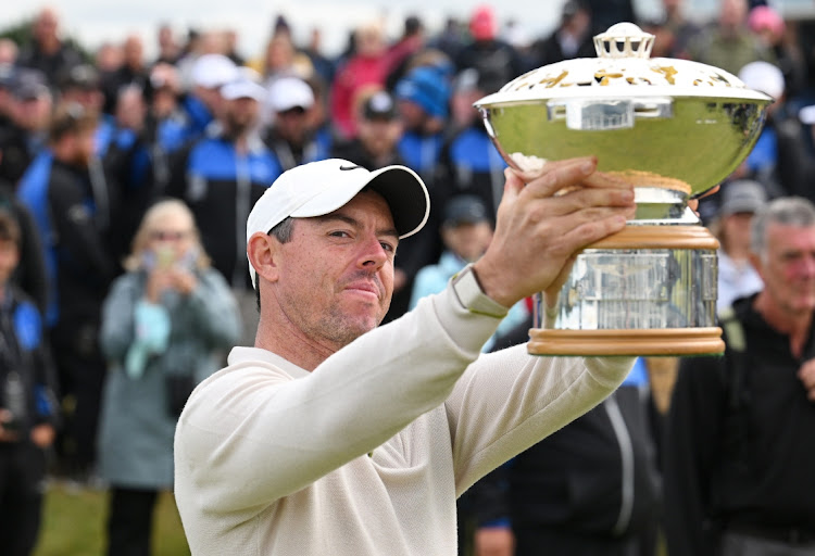 Rory McIlroy of Northern Ireland poses for a photo with the Genesis Scottish Open trophy at The Renaissance Club in the UK, July 16 2023. Picture: OCTAVIO PASSOS/GETTY IMAGES