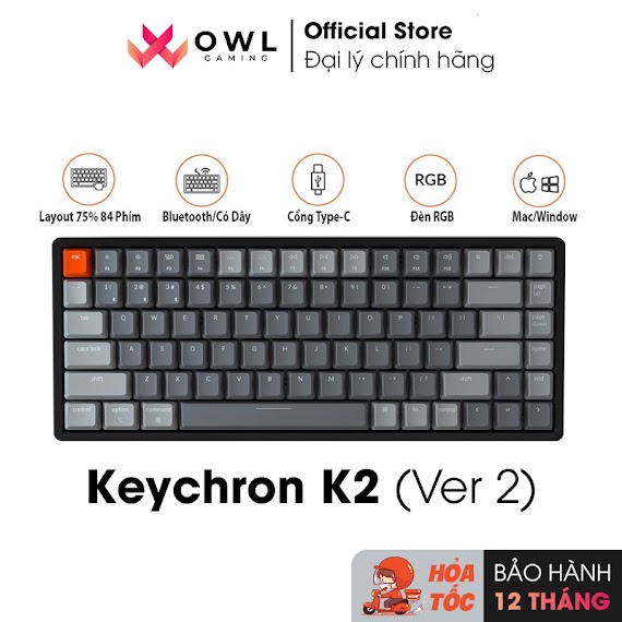 Bàn Phím Cơ Keychron K2 V2 (Hàng Chính Hãng)