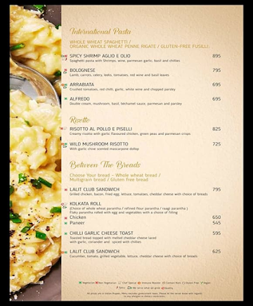 24/7 Restaurant - The Lalit menu 