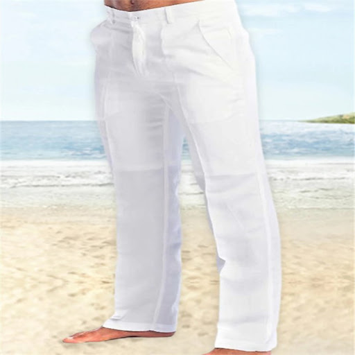 Title 10, Mens Linen Diagonal Pocket Straight Solid Colo...