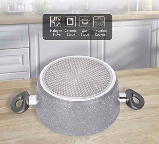 Title 5, Medical Stone Color Non-stick Soup Pot with Two...