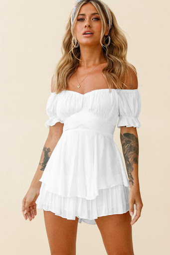 Title 10, Womens Solid Color Off-shoulder Ruffle Sleeve ...