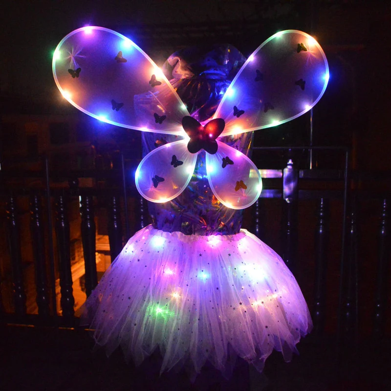 Ailes de Papillon Lumineuses Ensemble 3 pièces Baguette de fée Fleur Arm Night Market Créez une ambiance féerique avec ces accessoires étincelants