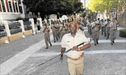 MARCHING ON: Members of the military pace ahead of the  State of the Nation Address in Cape Town.  PHOTO:   Ntswe Mokoena