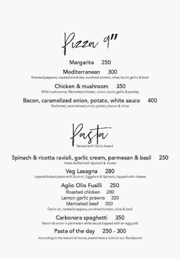 Amiel Gourmet menu 