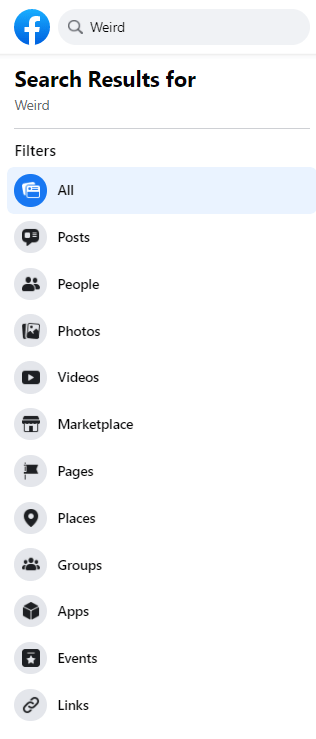 facebook search results
