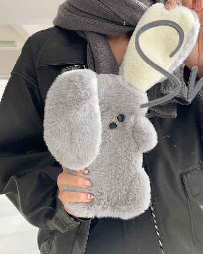 Title 5, Plush Cute Long Eared Rabbit Phone Case Soft pr...