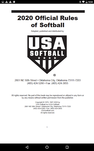 USA Softball Official Rules