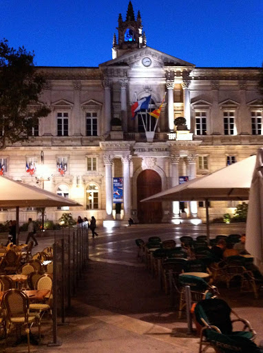 The Place de l'Horloge (Clock Tower Square) is the main square and heart of Avignon France.