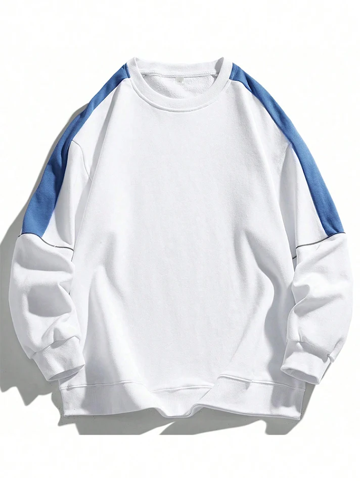 Herren Sweatshirt im japanischen Stil, Kontrastnähte, Frühling & Herbst, lässig, bequem, modisch, ideal für den Alltag.