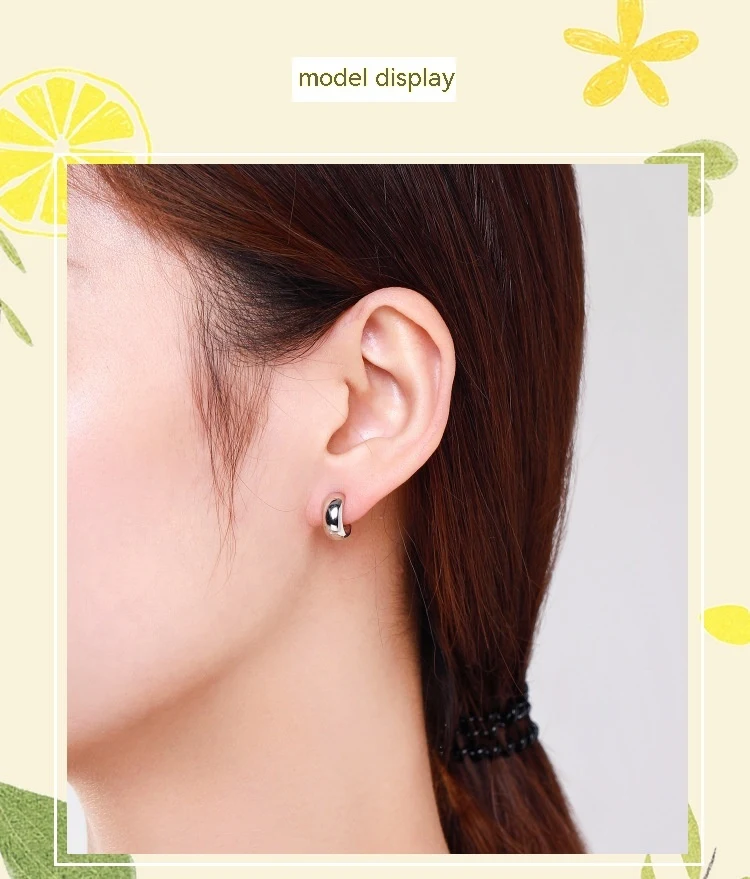 S925 Sterling Silver Glossy C-Shaped Stud Earrings for Women, Japanese & Korean Simple Earrings. Everyday elegance and s