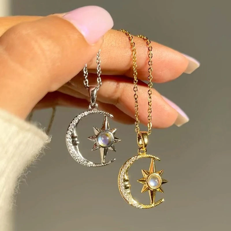Title 5, Mode sieraden Maan Ster Zirconia Hanger Ketting...