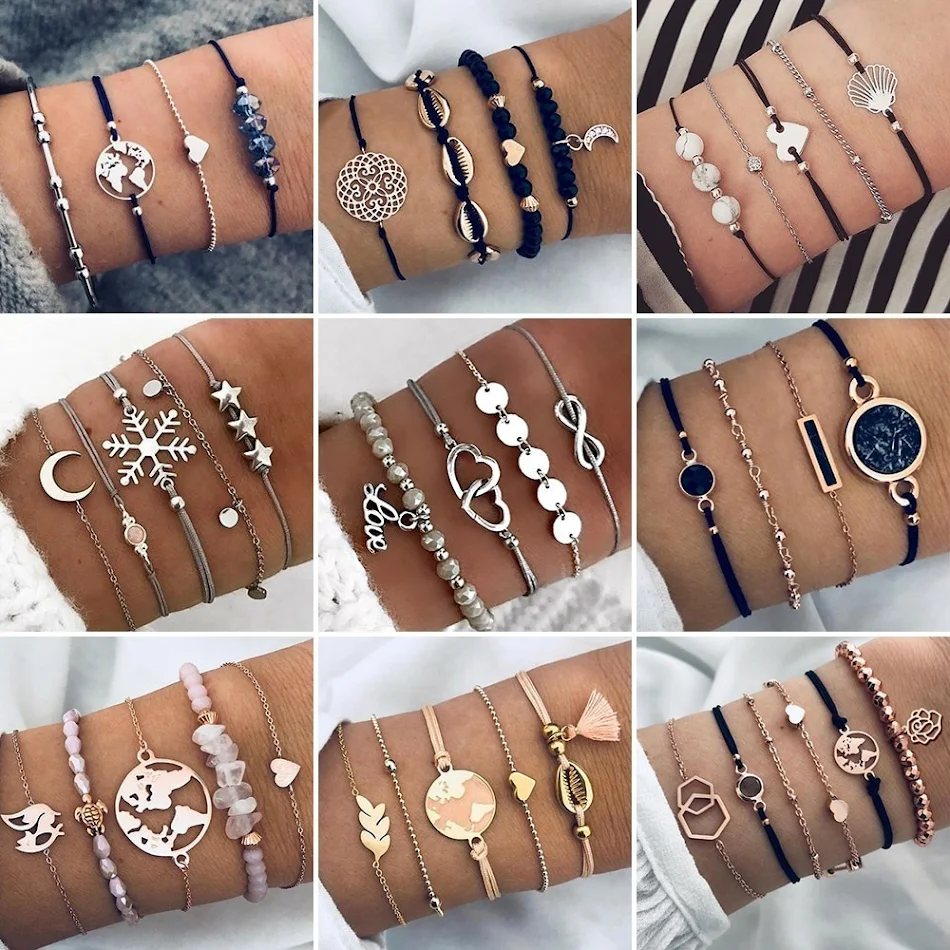 Bohemijski narukvice i bangles Podesite Vintage Bead Boho Charm narukvica za žene nakit nakit Pulseras Mujer Bijouk FE