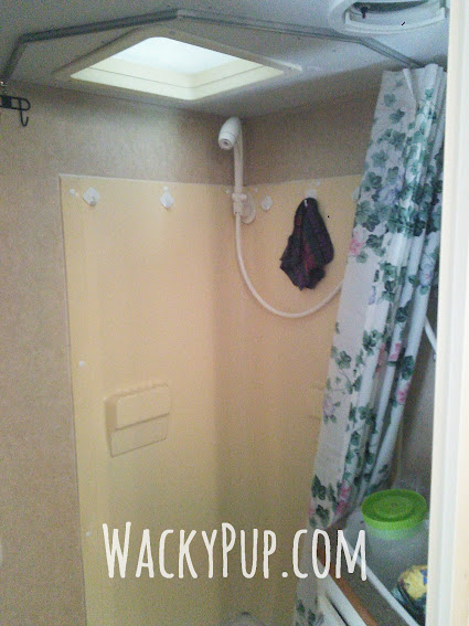 Great Shower Upgrade for $20 AMAZING! A ton of great ideas for organizing and remodeling campers and small spaces!