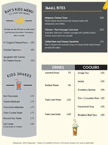 Ray's Cafe & Pizzeria menu 