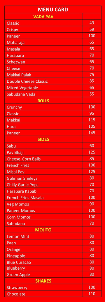 Goli Vada Pav No. 1 menu 