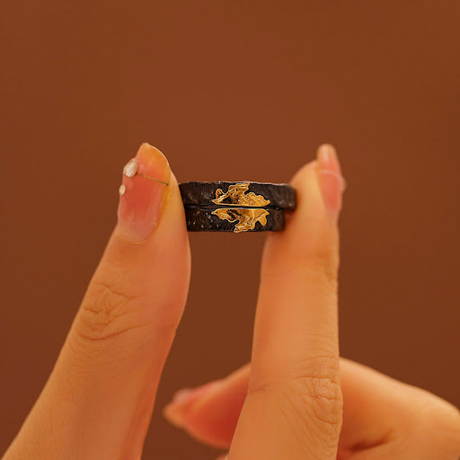 Title 6, Maple Leaf Simple High-grade Golden Leaf Ring A...
