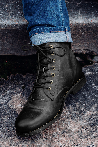 Title 5, Mens Cowboy Boots Retro Lace-up Martin Boot Ro...