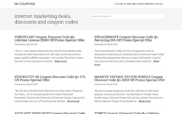 Internet Marketing Deals and Discount Coupons chrome extension