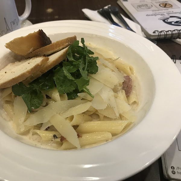 GF pasta carbonara