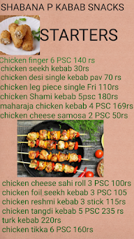 Shabana P Kawab And Snacks menu 2