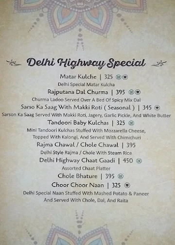 Delhi Highway menu 