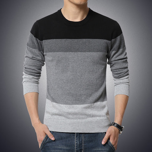 Title 2, Korean striped color-block sweater