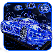 Blue Neon Racing Car Theme  Icon