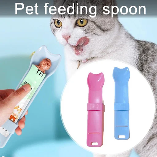 Cat Happy Spoon Hygienic Cat Treat Feeder with Hanging Hole for Easy Waste-free Squeeze Spoon for Pets Multi Functional 