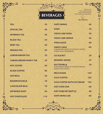 Cafe One menu 