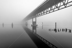 Fetsund bridge by Jørgen Schei -   ( fetsund, tåke, reflection, lenser, black and white, bridge, bro )