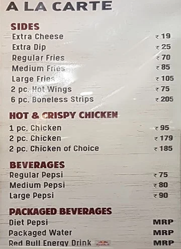 KFC menu 